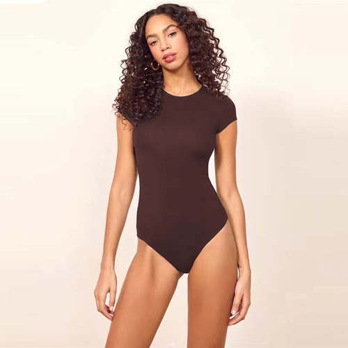2026夏季亚马逊欧美外贸女装性感紧身纯棉罗纹圆领连体衣bodysuit