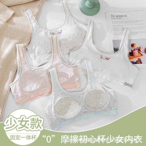 高中生内衣女文胸学生运动小背心固定杯少女防震初中发育期三阶段