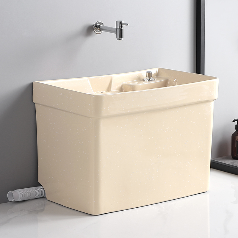 带龙头孔彩色陶瓷拖把池送货入户