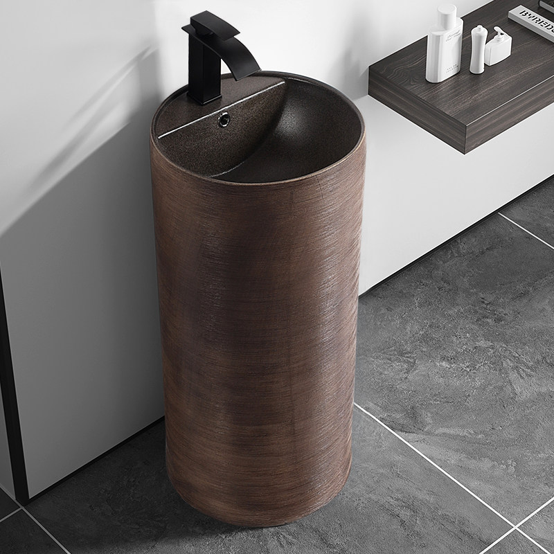 圆柱形落地式立柱盆户外庭院洗手台陶瓷一体式洗手池立柱式洗脸盆,家装主材,立柱盆,淘宝优惠券,粉丝福利购,淘宝优惠卷