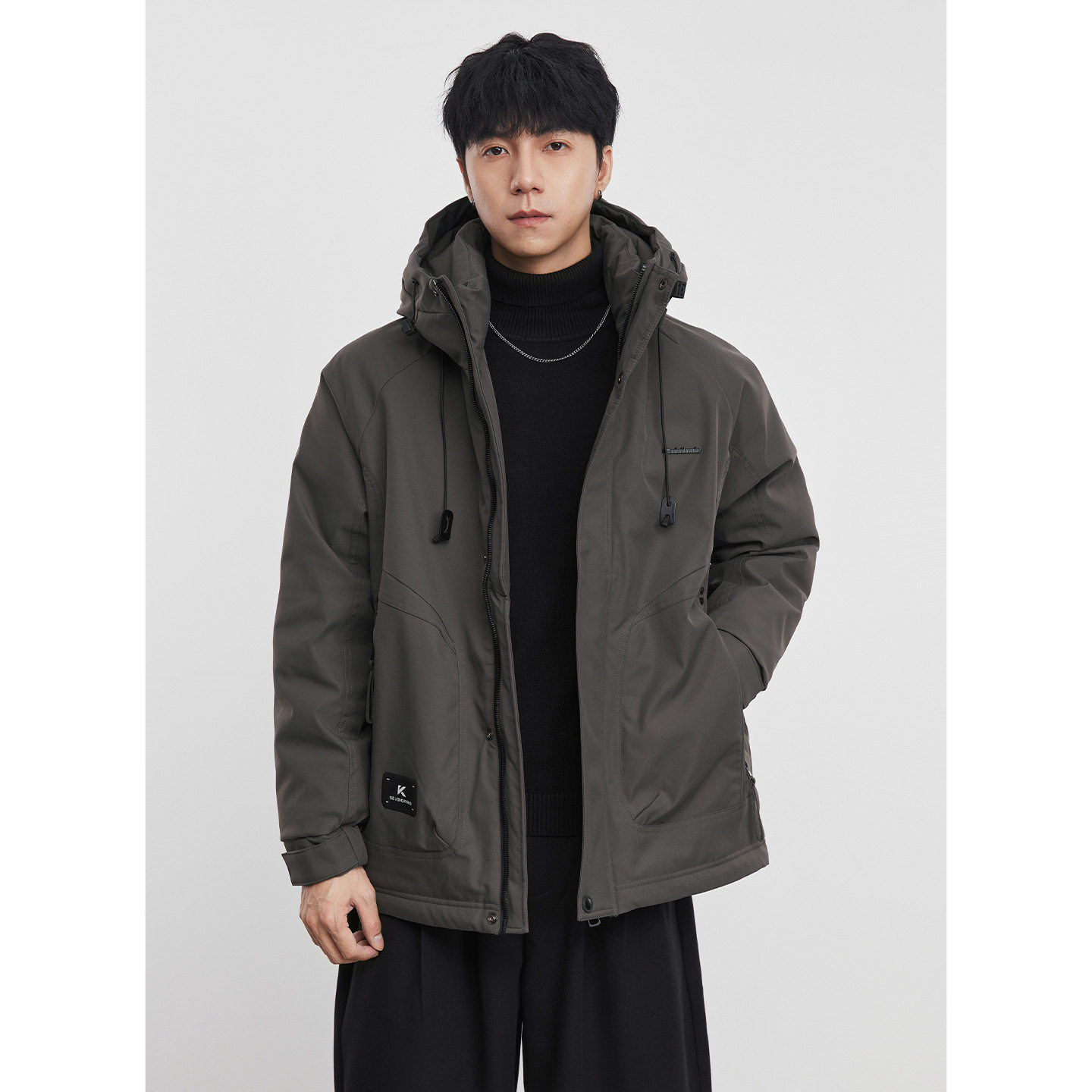 Yuquan 【型格】50绒工装连帽羽绒服男冬季2025新款休闲保暖