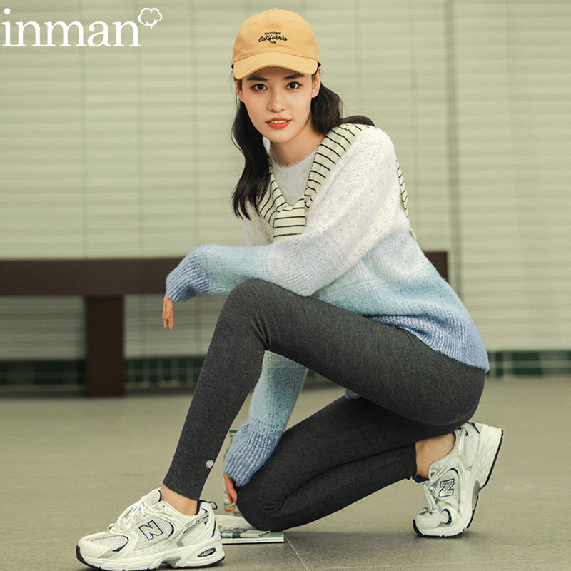 茵曼旗舰店外穿打底裤女春秋款冬百搭加厚抓绒裤加绒显瘦长裤茵蔓