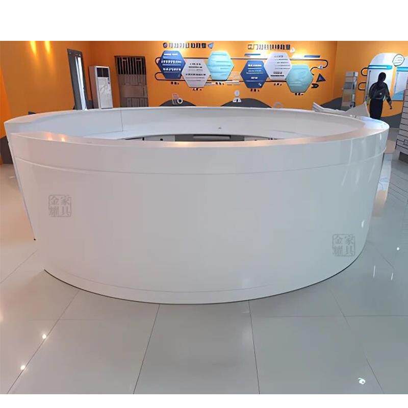 上海圆形大厅前台接待台咨 咨询服务台接待台工作台烤漆圆形前台