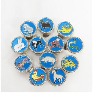 球马克marker 高尔夫可定做LOGO帽夹下场球位标记球童用品 12生肖