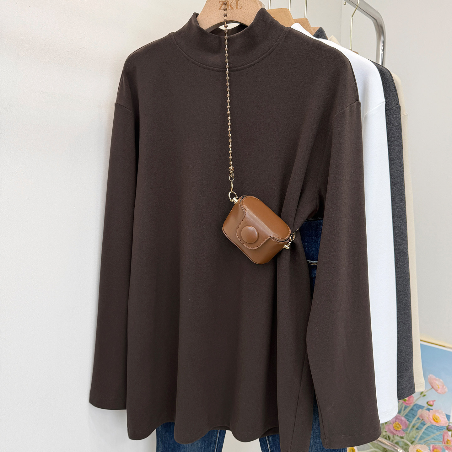 双面磨毛保暖长袖t恤女半高领搭配鲨鱼裤打底衫秋冬休闲净版内搭,女装/女士精品,T恤,淘宝优惠券,粉丝福利购,淘宝优惠卷