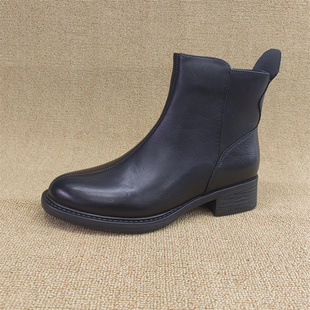 工厂直销断码处理真皮女鞋2025冬款圆头厚底棉里坡跟软底女短靴1