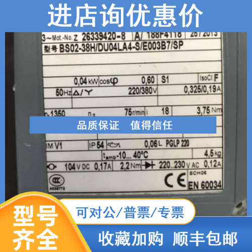 G23-20/DK84-200保尔三相异步电机 BK40-55V0A D11SA4-TF/C3