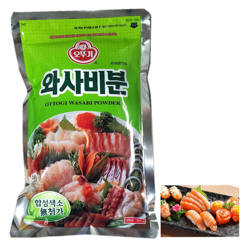 韩国进口调料不倒翁绿芥末粉辣根300g包饭寿司青芥辣粉日式日料