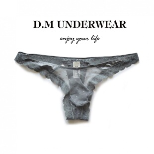 D.M性感蕾丝男士丁字裤低腰T裤青年速干内裤透明情趣单丁网纱缕空