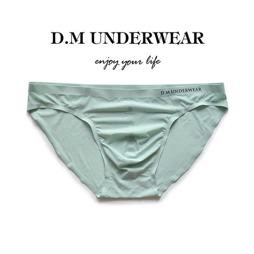 D.M男士内裤冰丝无痕无缝速干一片式三角裤超薄透气透明夏季凉爽