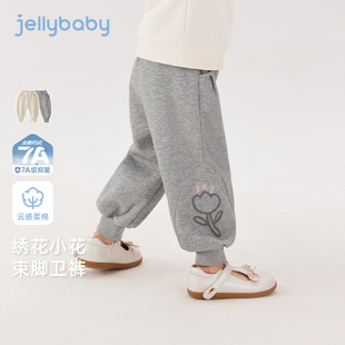 [7A抑菌]女童卫裤2026新款休闲灰色春装女宝宝束脚裤春款儿童长裤