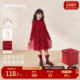 抑菌锁温 女童裙子秋冬大童连衣裙儿童加绒洋气公主宝宝红色冬装