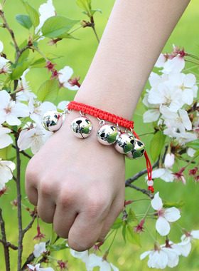 手工编织镀银铃铛手链跳舞道具