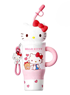 三丽欧凯蒂猫保温杯大容量女高颜值可爱水杯便携316不锈钢吸管杯