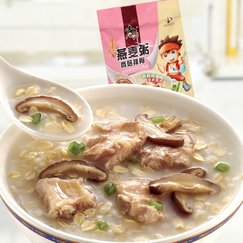 麦丹郎 香菇排骨燕麦粥 早餐宵夜方便速食免煮代餐370g多省包邮