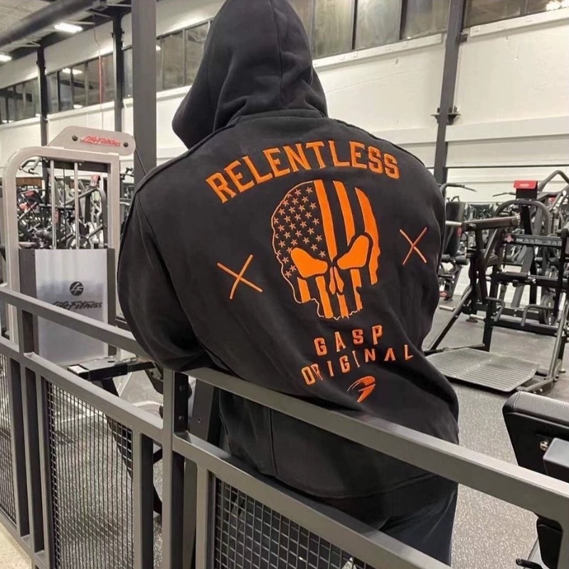 健身健美宽松男女刺绣纯棉保暖