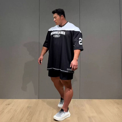 朴才勋联名压倒橄榄球服短袖T恤男运动健身健美训练宽松透气速干