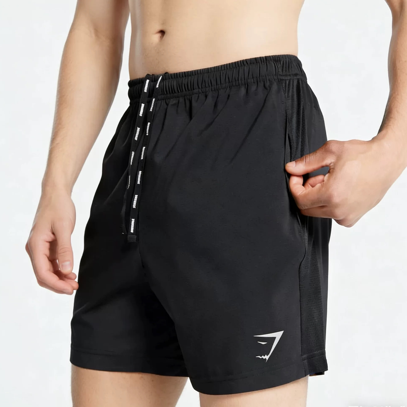 Gym英国鲨鱼速干短裤拼接设计透气运动健身健美训练男跑步四分裤