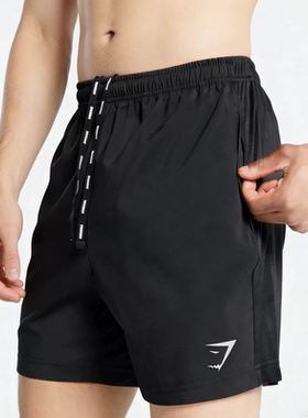Gym英国鲨鱼速干短裤拼接设计透气运动健身健美训练男跑步四分裤
