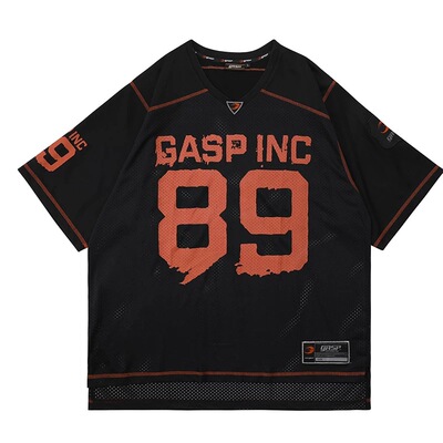 Gasp橄榄球网眼速干短袖休闲盖世健身健美运动宽松大码半袖上衣