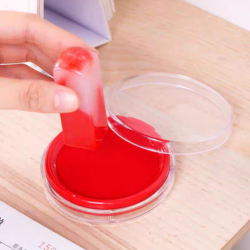 9863圆形红色印台蓝色快干耐印泥透明公司办公财务会计印泥