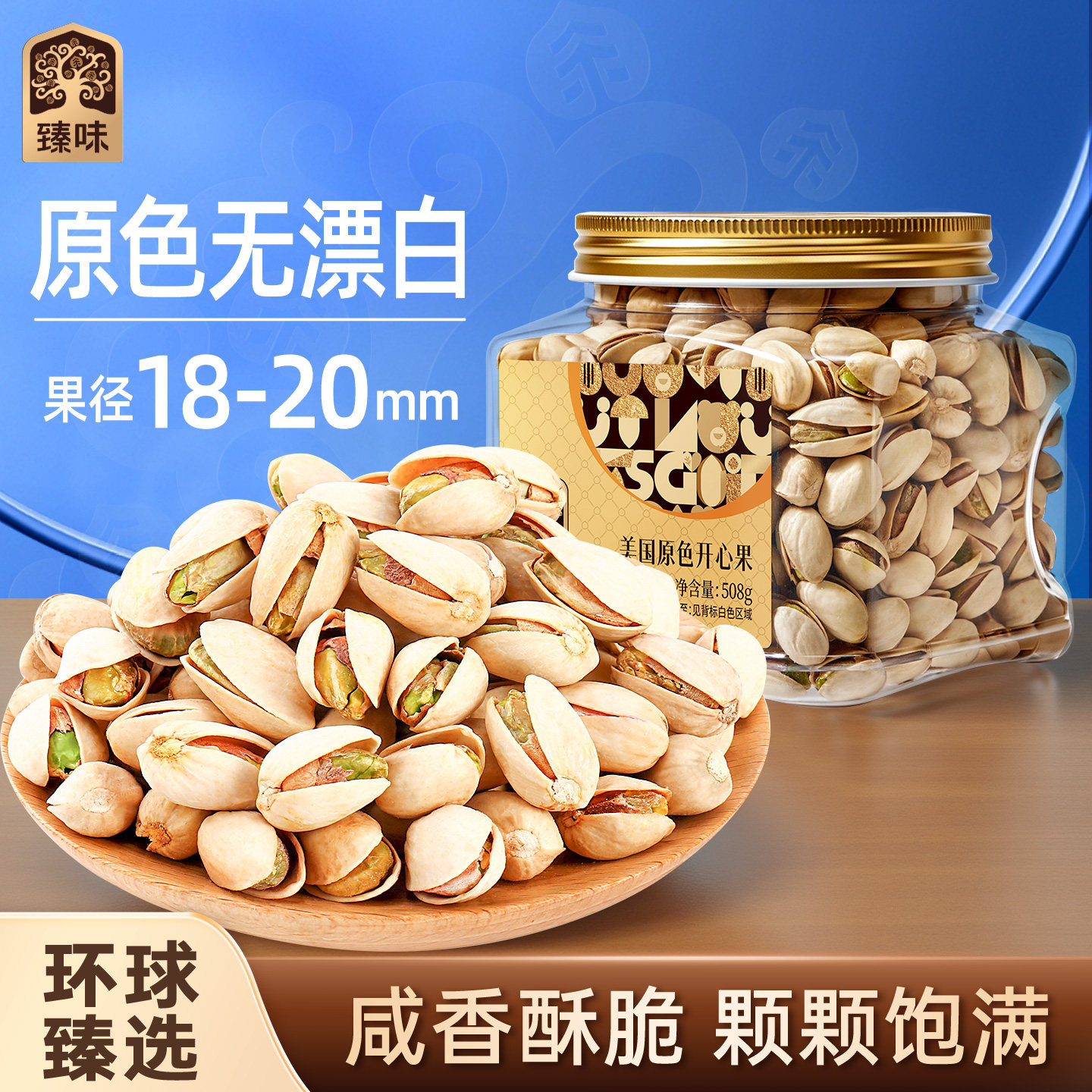 臻味美国开心果土耳其原色无漂白大颗粒盐焗508g坚果孕妇零食特产
