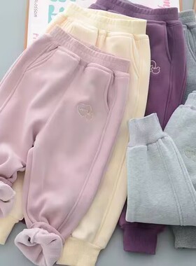儿童加绒裤子2026新款女童奥利绒保暖长裤秋冬款一体绒加厚运动裤