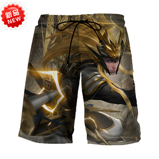 王者荣耀短裤夏季新款马超神威直筒裤宿舍五排开黑沙滩裤潮cos