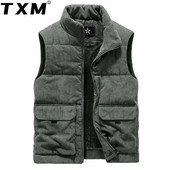 灯芯绒马甲男秋冬季 坎肩外套 加绒保暖背心复古羊羔绒马夹加厚大码