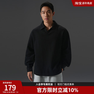 健身套头衫 BD健美站海鸥领长袖 运动卫衣男美式 简约宽松大码 Polo衫