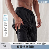 男健身跑步训练假两件三分紧身裤 BD健美站夏季 简约篮球运动短裤