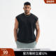 BD健美站肌理感黑色健身无袖 t恤男简约绣花大码 运动背心男宽松