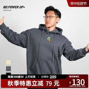 BD.POWER UP+小萝卜联名款加绒卫衣男宽松简约印花连帽卫衣男