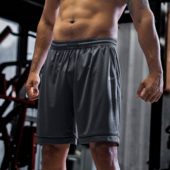 男简约拼接印花运动短裤 网眼梭织短裤 男宽松 薄款 bdpowerup夏季