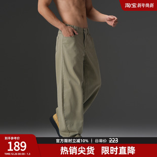 宽松休闲牛仔运动长裤 男大码 男冬 重磅复古弯刀裤 BD健美站加绒美式