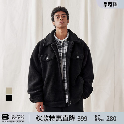 翻领羊羔绒外套宽松保暖