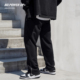 开衩休闲长裤 简约时尚 男宽松 纯棉黑色直筒裤 BD健美站秋季