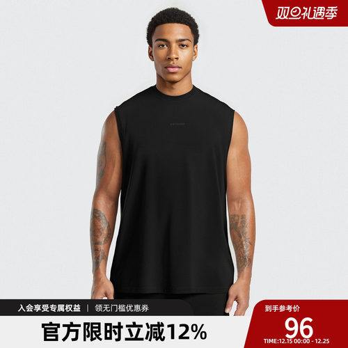 【防晒速干】bdpowerup夏季美式健身无袖t恤简约篮球运动背心男