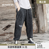 男日系复古休闲 男潮牌宽松牛仔阔腿裤 BD健美站新款 水洗黑色牛仔裤