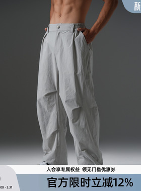 BD灰色弯刀裤男款大码宽松直筒裤简约美式健身运动长裤男