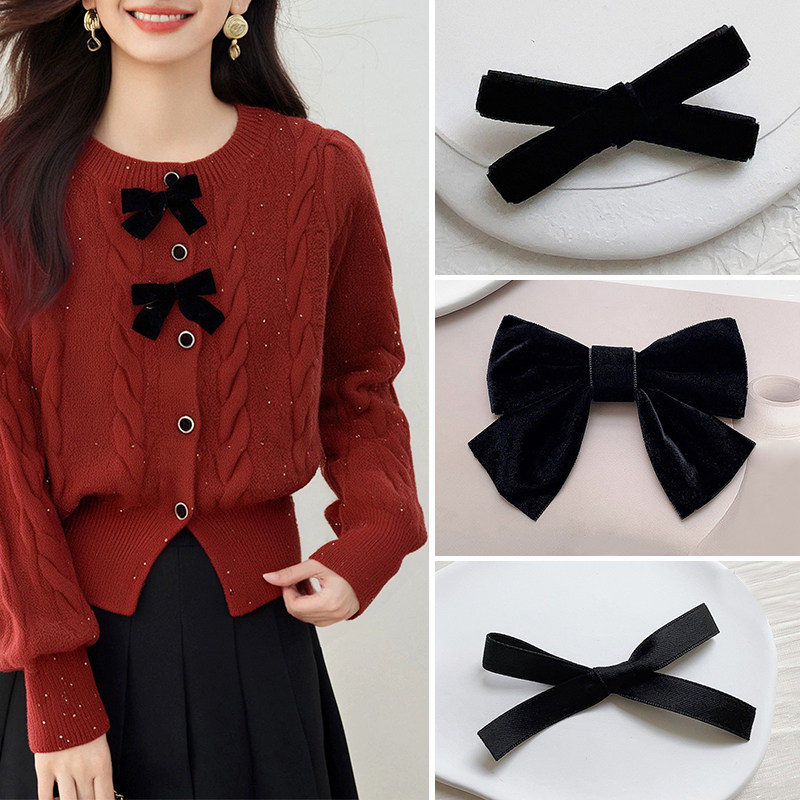 黑色蝴蝶结别针领结女装饰衬衫胸花2026年新款丝带小号裙胸针配饰