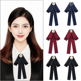 领花女银行职业装白衬衫面试领结JK学院风黑色蝴蝶结工服领口装饰