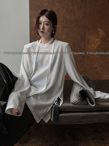 长袖t恤女2025秋季新款韩版宽松慵懒风挂脖飘带设计感洋气上衣