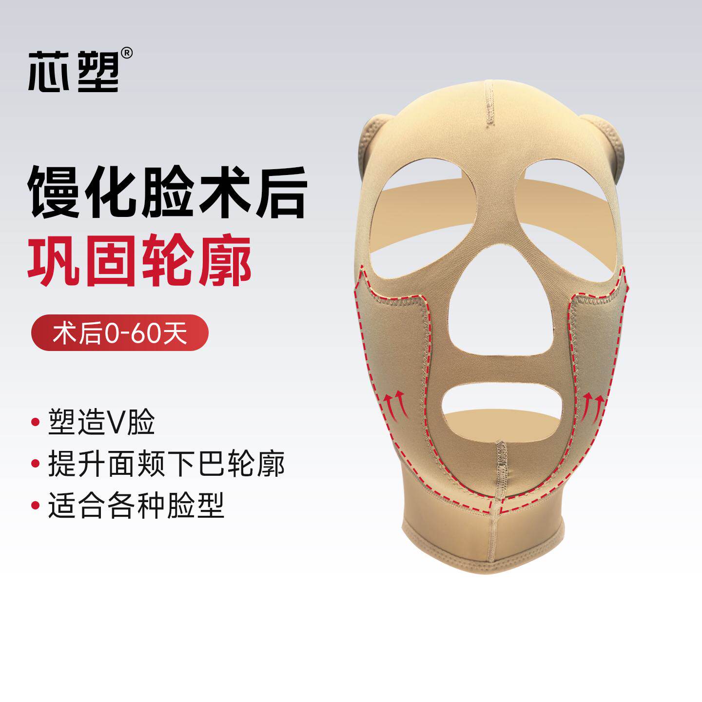 芯塑馒化脸术后头套专用塑形弹力绷带加压吸脂线雕全脸拉皮面罩
