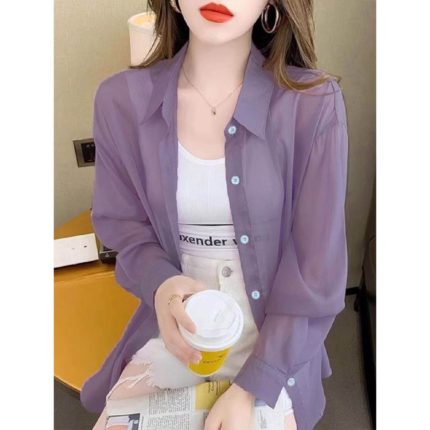 冰丝防晒衣女款雪纺衬衫女夏季2026新款薄款外套防晒服女开衫上衣
