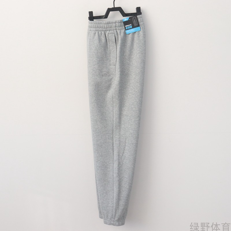 安踏男长裤秋冬款加绒加厚保暖透气束口小脚针织运动裤152348310