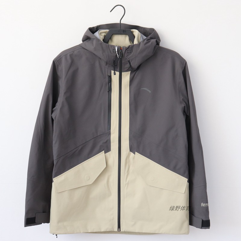 安踏男风暴甲冲锋衣两件套连帽加绒加厚两件套运动上衣152346601