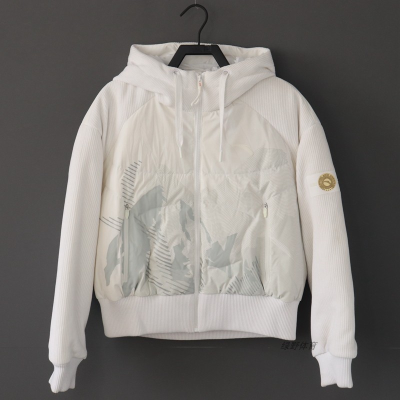 安踏女羽绒服短款连帽宽松百搭羽绒外套保暖运动上衣162448913