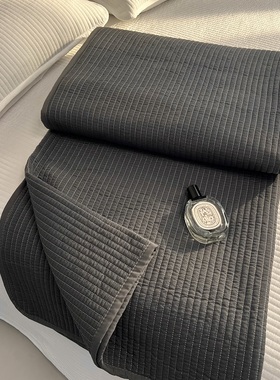 简约深灰色床盖单件四季通用新款家用卧室榻榻米夹棉厚床单三件套