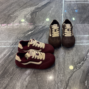 百搭内增高休闲鞋 女2025秋冬新款 真皮显脚小复古德训鞋 流行爆款